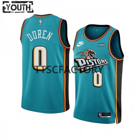 Dres Detroit Pistons Jalen Duren 0 Nike 2022-23 Classic Edition Teal Swingman - Dječji